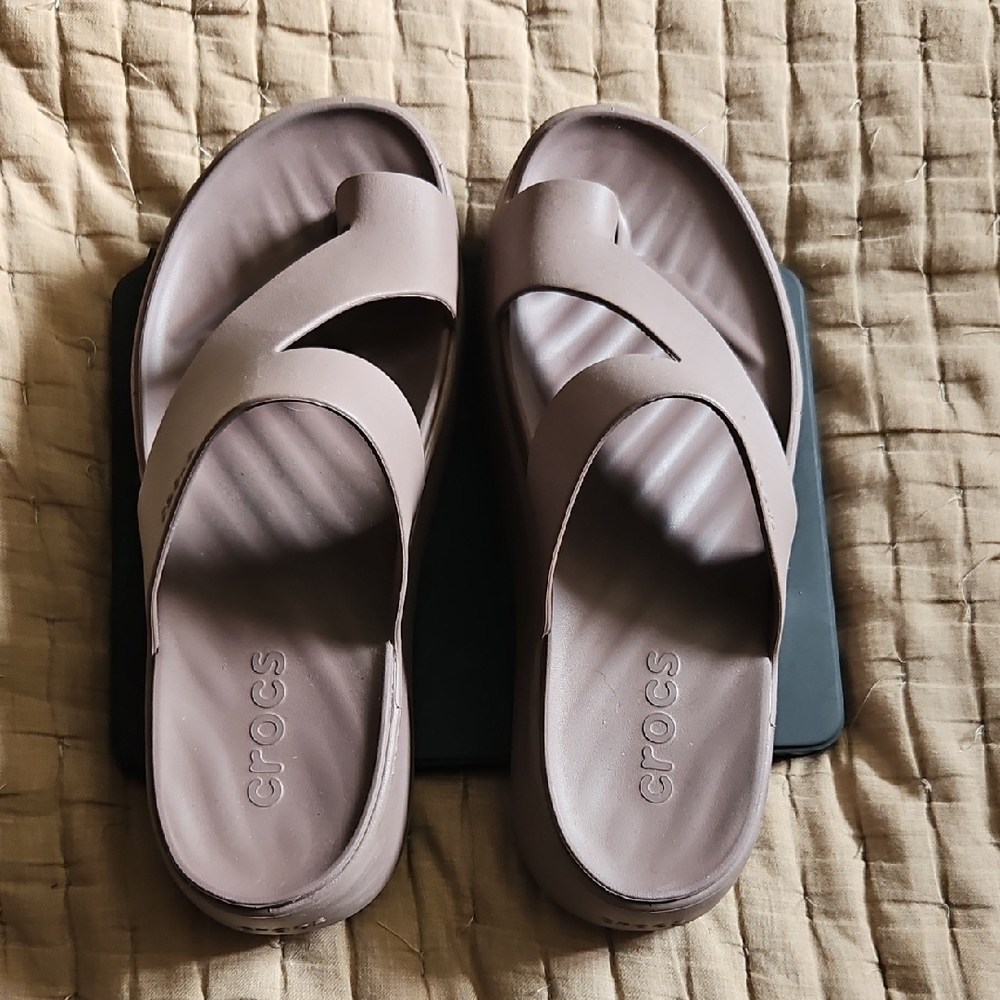 Crocs Beige Slide Sandals